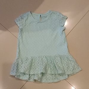 Girls 5T Tiffany Blue comfy lacey blouse